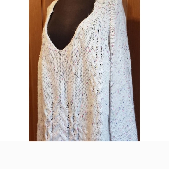 Roaman's V-Neck Sweater - Cream.sparkle Confetti - Picture 7 of 8